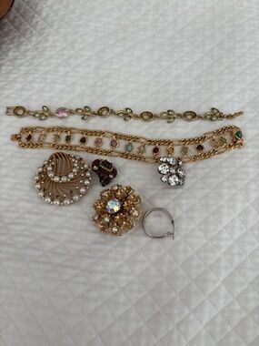 Gold-Tone Multicolor Crystal & Faux Pearl Jewelry Set